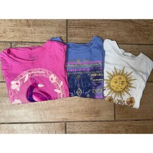 Girls Shirts (bundle of 3) Sun, Lion, Peacock, Size 7/8